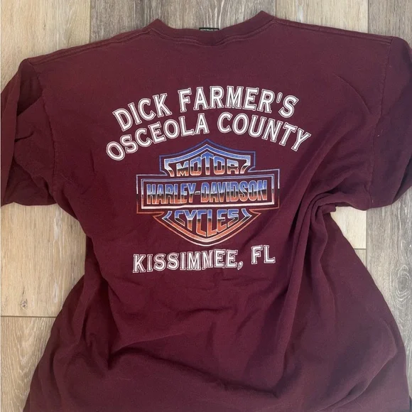 Harley-Davidson XXL worn in oversized moto Maroon tee with graphic - Picture 3 of 6